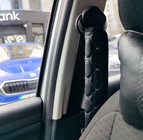 Накладки на ремни безопасности ECO (2 шт, Черные с серой строчкой) фото 6