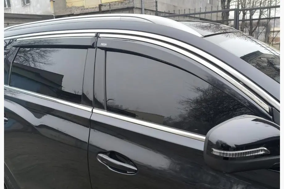 Chery Tiggo 7 2020- гг. Ветровики с хромированным молдингом (4 шт, Niken) Image