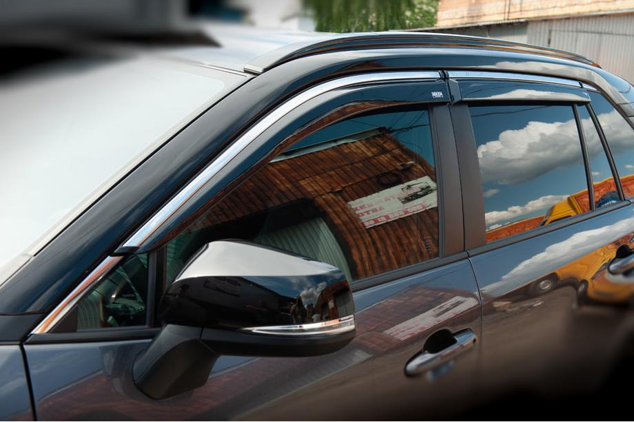 Toyota Rav 4 2019–2025 гг. Ветровики с хромированным молдингом (4 шт, Niken) Image