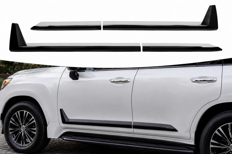 Lexus LX 500d/600 2022- гг. Черные молдинги на двери F-Sport белый+черный (4 шт, ABS) Image