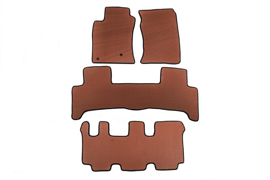 Toyota Land Cruiser Prado 120 2002-2009 гг. Коврики EVA (3 ряда, Коричневые) Image
