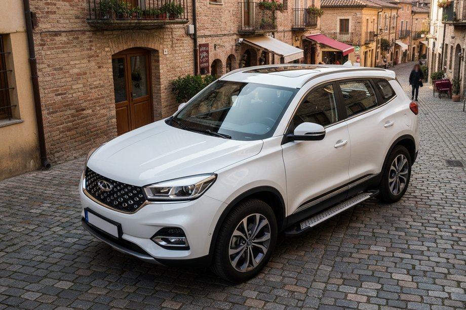 Chery Tiggo 8 2017- гг. Боковые пороги Allmond Grey (2 шт., алюминий) Фото 1