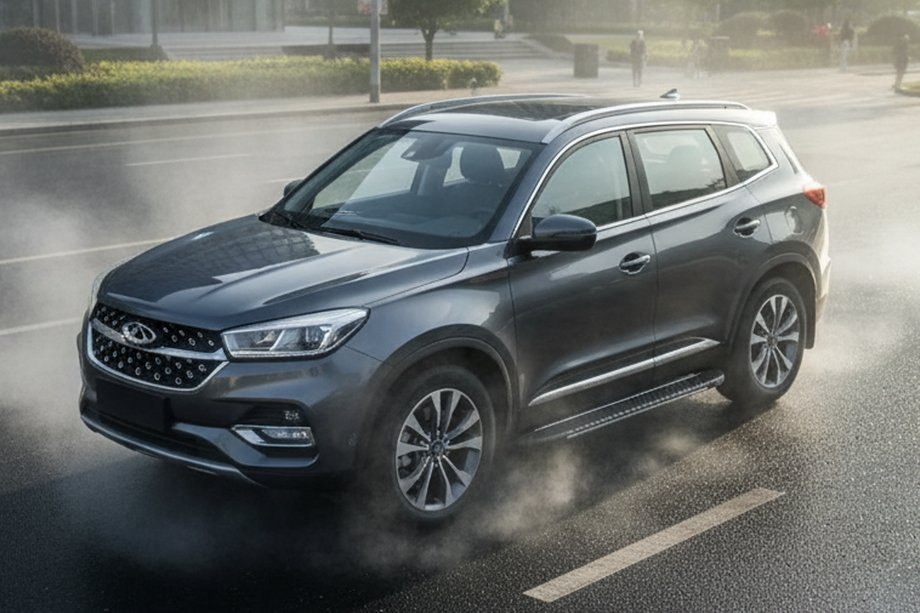 Chery Tiggo 8 2017- гг. Боковые пороги Bosphorus Grey (2 шт., алюминий) Image