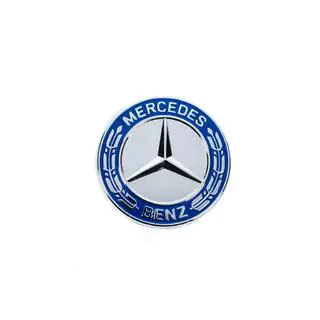 Заглушка вместо эмблемы на капот Mercedes (синяя и хром, 57мм) фото 2