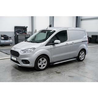 Боковые Подножки Shining V1 (2 шт., Алюминий) Ford Courier 2014-2023 гг. фото 1