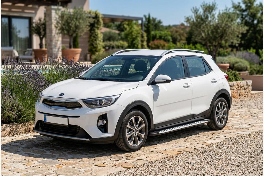 Kia Stonic 2017- гг. Боковые Подножки Shining V1 (2 шт., Алюминий) Фото 1