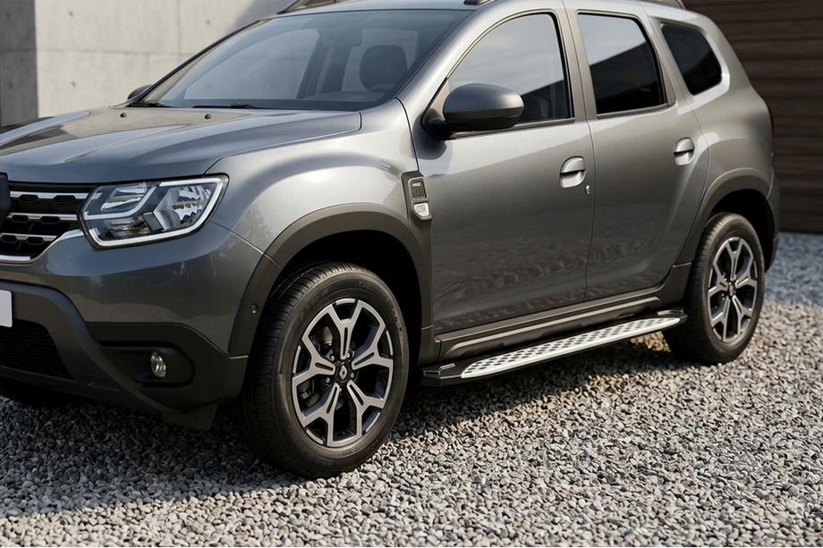 Renault Duster 2018-2024 гг. Боковые Подножки Shining V1 (2 шт., Алюминий) Фото 1
