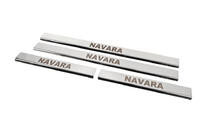 Nissan Navara 2006-2015 гг. Накладки на Пороги (4 шт, Нержавейка) фото 2