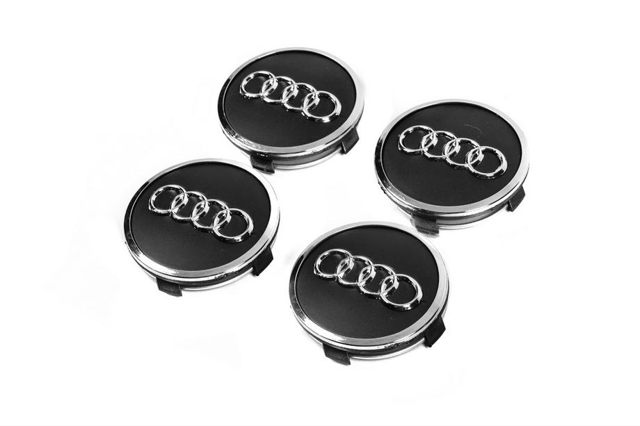 Audi Колпачки на диски 57/61 мм с кольцом (4 шт, черные) Фото 2
