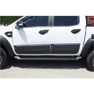 Боковые пороги Dakar V1 без LED (2019+, 2 шт, металл) Mitsubishi L200 2015-2024 гг. фото 4