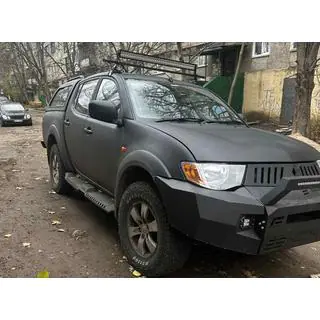 Боковые Подножки Dakar V2 с LED (2019+, 2 шт, металл) Mitsubishi L200 2015-2024 гг. фото 3