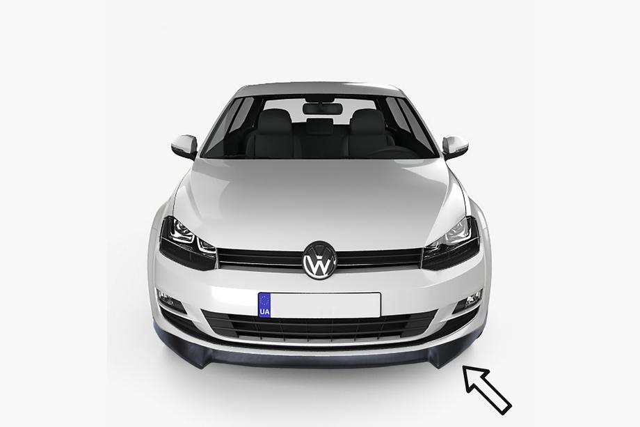 Volkswagen Golf 7/E-Golf 2012-2020 гг. Передний сплиттер ESA (черный) Фото 1