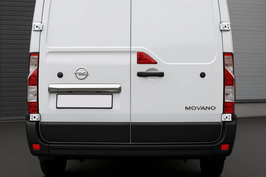 Opel Movano 2021- гг. Хромированная накладка над номером (нержавейка) Carmos - Турецкая Нержавеющая Сталь Image