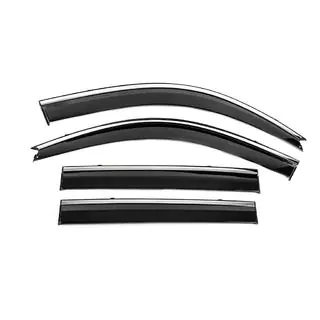 Ветровики с хромированным молдингом Niken Luxury (4 шт) Toyota Land Cruiser Prado 120 2002-2009 гг. фото 2