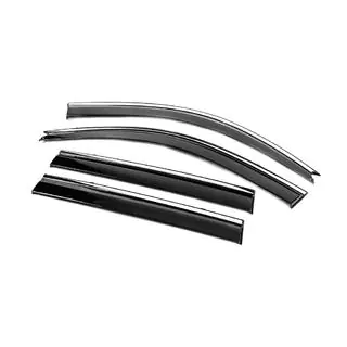 Ветровики с хромированным молдингом Niken Luxury (4 шт) Toyota Land Cruiser Prado 120 2002-2009 гг. фото 3