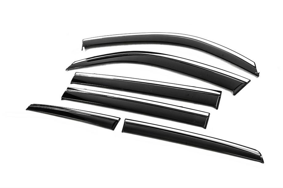Lexus LX570/450d 2008-2022 гг. Ветровики с хромированным молдингом Niken Luxury (2008-2015, 6 шт) Фото 4
