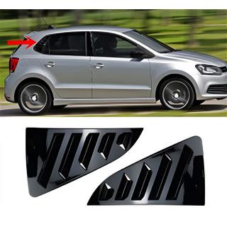 Volkswagen Polo 2010-2017 гг. Накладки на задние окна DPT (черный глянец, 2шт)