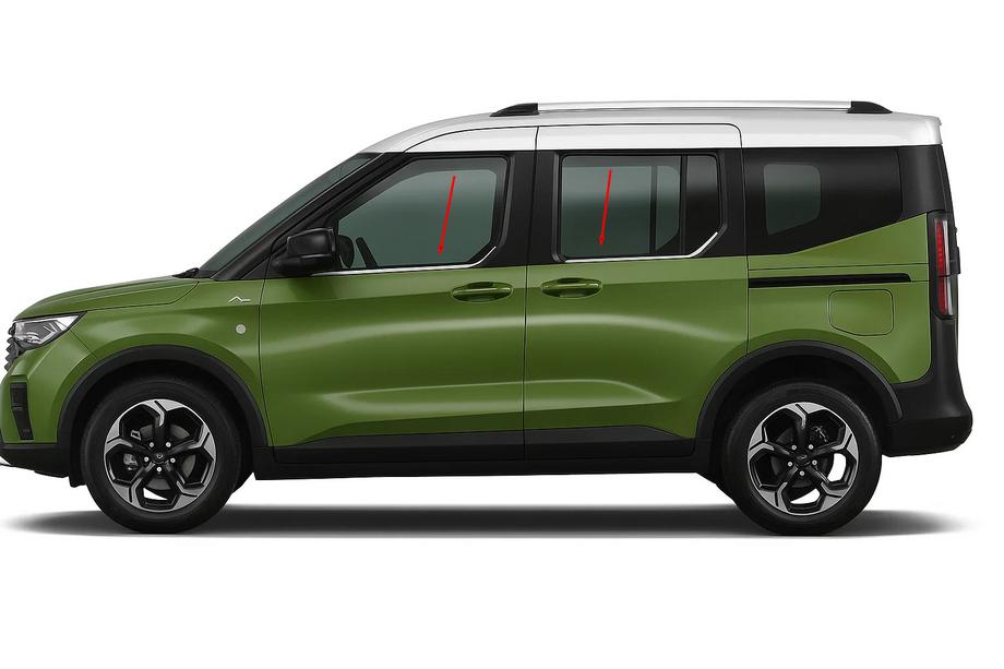 Ford Courier 2023- гг. Окантовка окон Omsa Line (4 шт, нержавейка) Image