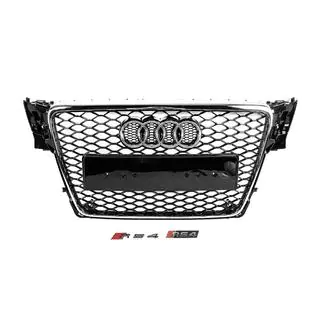Передняя решетка радиатора RS-Style V-2 (2007-2011, черная с хромом) Audi A4 B8 2007-2015 гг. фото 1