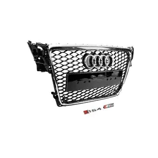 Передняя решетка радиатора RS-Style V-2 (2007-2011, черная с хромом) Audi A4 B8 2007-2015 гг. фото 3