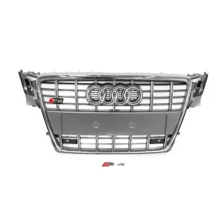 Передняя решетка RS-Style (2007-2011, серая с хромом) Audi A4 B8 2007-2015 гг. фото 1