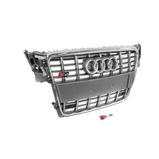 Передняя решетка RS-Style (2007-2011, серая с хромом) Audi A4 B8 2007-2015 гг. фото 3