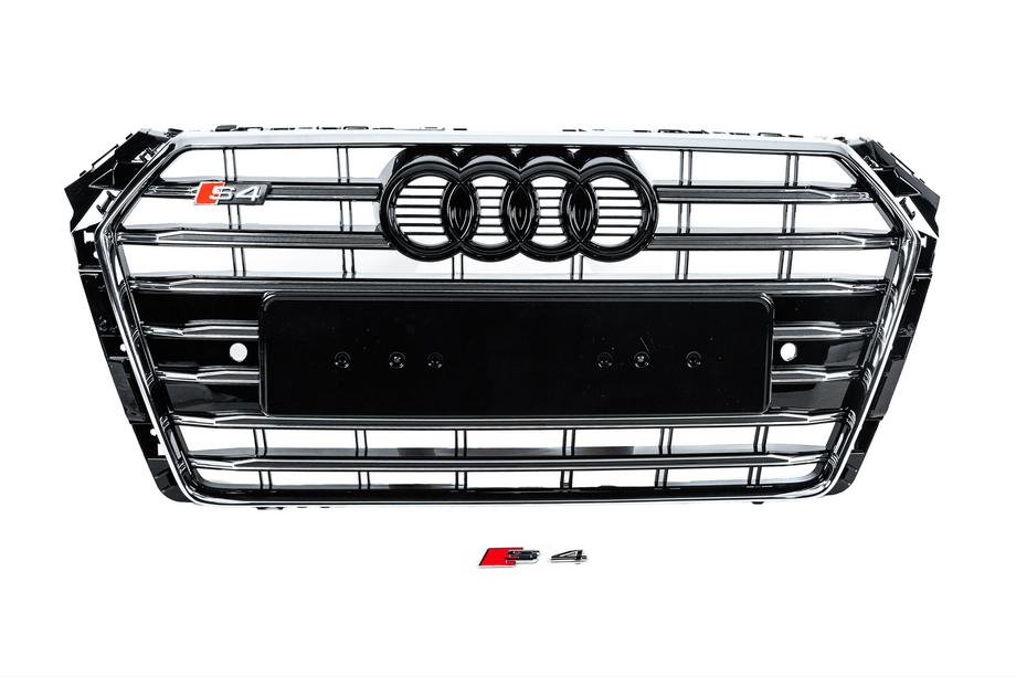 Audi A4 B9 2015-2024 гг. Передняя решетка радиатора S-style (2015-2019, хром+черная) Image