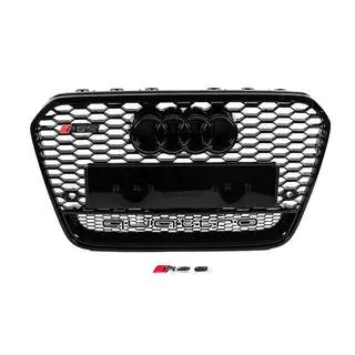 Передняя решетка радиатора RS-style черная с надписью Quattro (2011-2014) Audi A6 C7 2011–2018 гг. фото 1