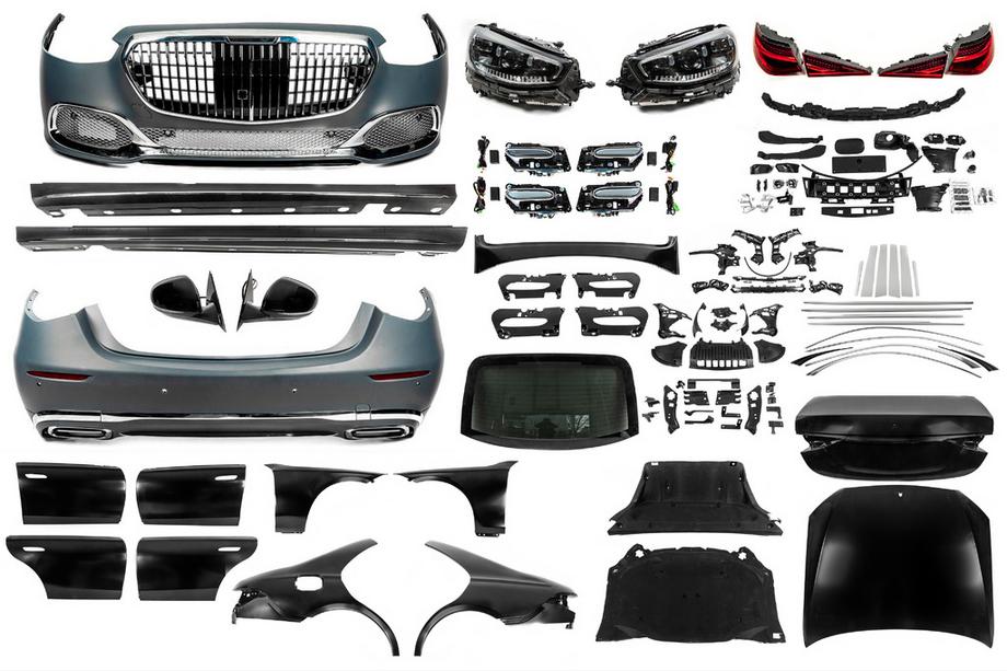 Mercedes S-class W221 2005-2013 гг. Комплект рестайлинга в W223 Maybach (с дверными ручками и вставками) Фото 1