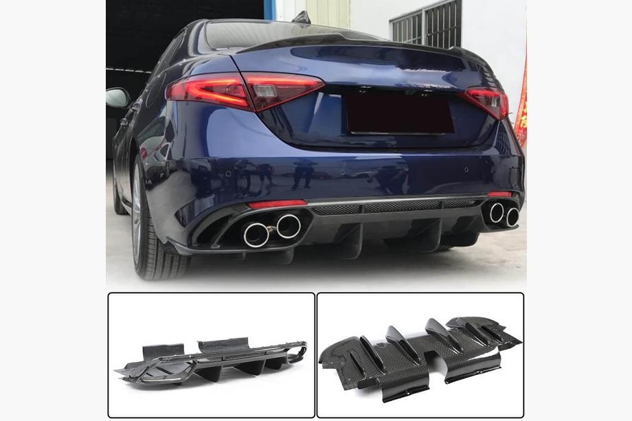 Alfa Romeo Giulia 2016-2022 гг. Диффузор заднего бампера V1 (для Base, Карбон) Image