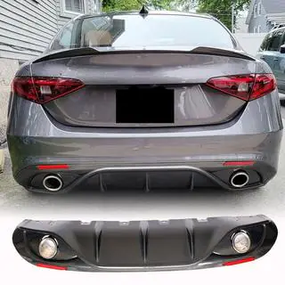Диффузор заднего бампера с насадками V2 (для Base, Carbon) Alfa Romeo Giulia 2016-2022 гг. фото 1