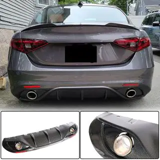 Диффузор заднего бампера с насадками V2 (для Base, Carbon) Alfa Romeo Giulia 2016-2022 гг. фото 2