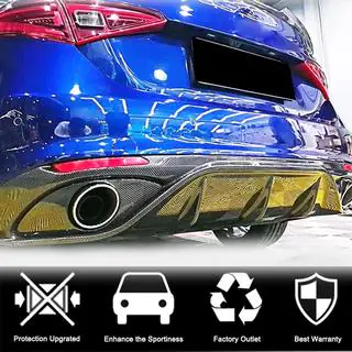 Диффузор заднего бампера с насадками V2 (для Base, Carbon) Alfa Romeo Giulia 2016-2022 гг. фото 3