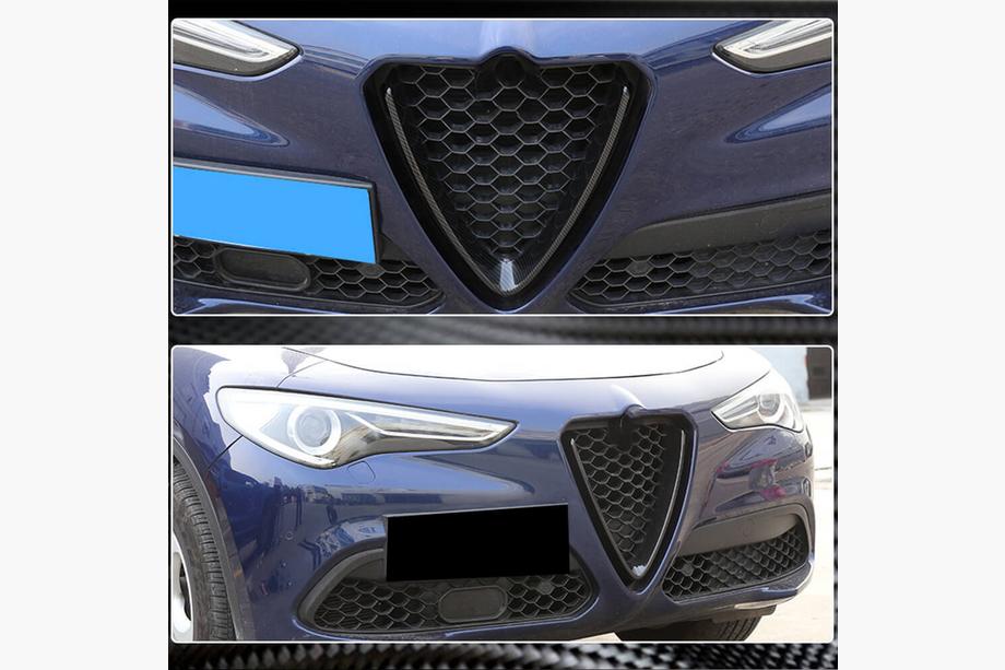 Alfa Romeo Stelvio 2016- гг. Накладка на решетку радиатора (2017-2023, Сухой карбон) Фото 7
