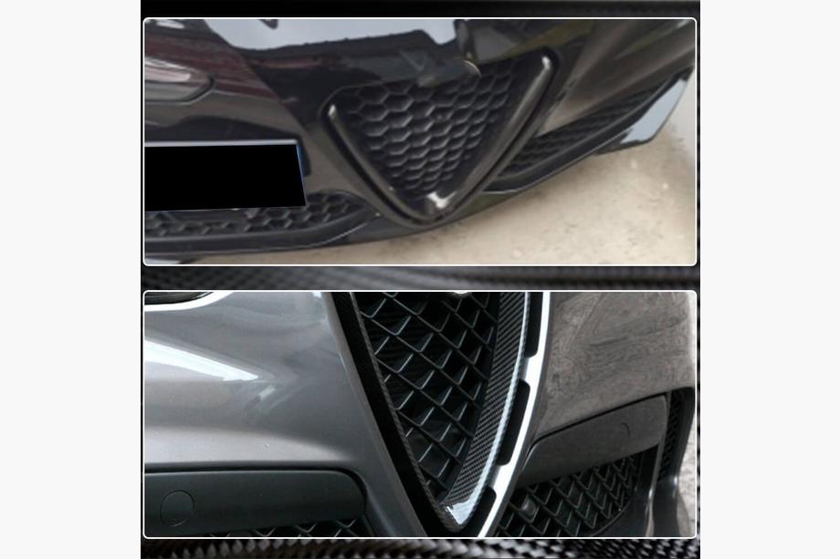 Alfa Romeo Stelvio 2016- гг. Накладка на решетку радиатора (2017-2023, Сухой карбон) Фото 8