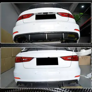 Диффузор заднего бампера V2 (для Base Sedan 2012-2016, Карбон) Audi A3 2012-2020 гг. фото 3
