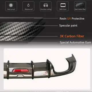 Диффузор заднего бампера с LED стоп-сигналом (для Base Sedan 2017-2020, Карбон) Audi A3 2012-2020 гг. фото 3