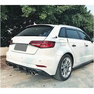 Диффузор заднего бампера V2 (для S-Line HB 2017-2020, Карбон) Audi A3 2012-2020 гг. фото 2