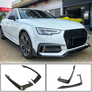 Накладки на противотуманные фары V2 (для S-Line Sedan 2015-2019, Карбон) Audi A4 B9 2015-2024 гг. фото 1