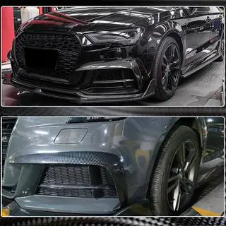 Накладки на противотуманные фары V2 (для S-Line Sedan 2015-2019, Карбон) Audi A4 B9 2015-2024 гг. фото 3