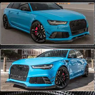 Накладки на передний бампер (для RS6, 4 шт, Карбон) фото 3