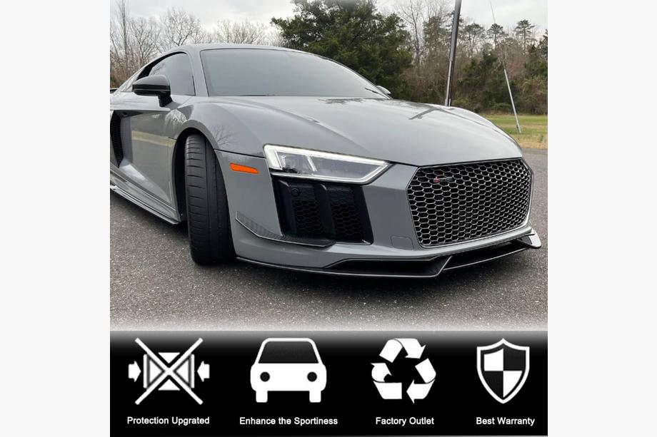 Audi R8 2015- гг. Накладка на передний бампер Lip V1 (2015-2020, Карбон) Фото 3