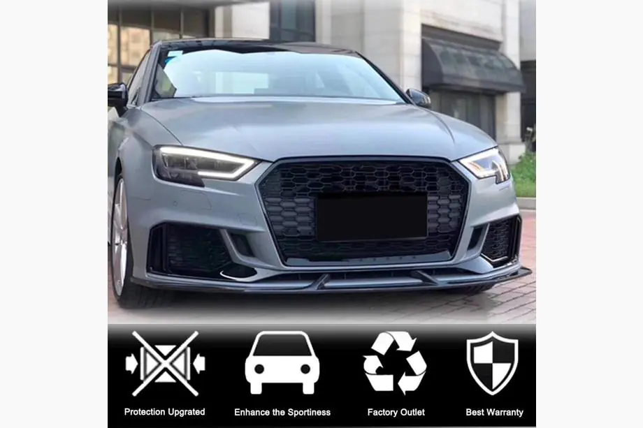 Audi A3 2012-2020 гг. Накладки на передний бампер V4 (для RS3 Sedan 2017-2020, Карбон) Фото 4