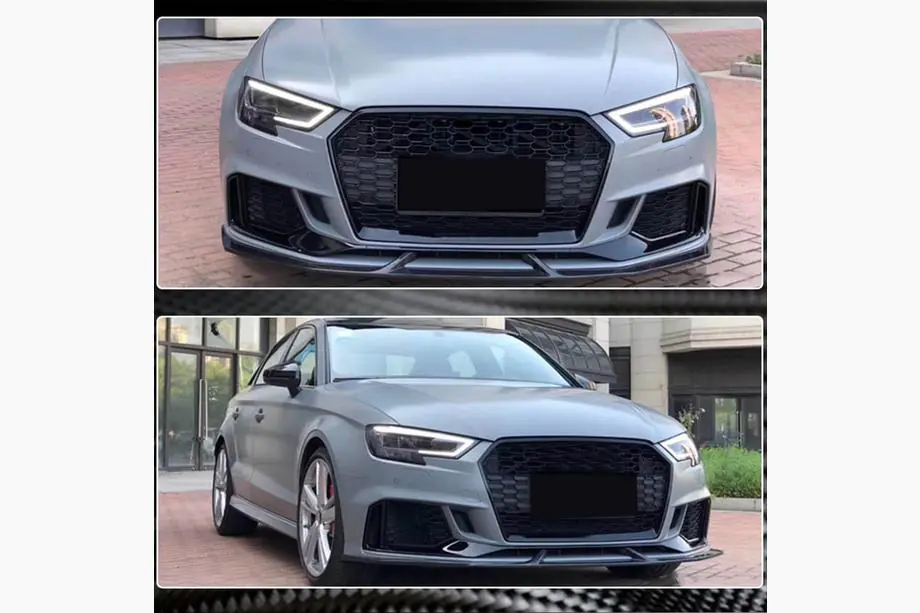Audi A3 2012-2020 гг. Накладки на передний бампер V4 (для RS3 Sedan 2017-2020, Карбон) Фото 1