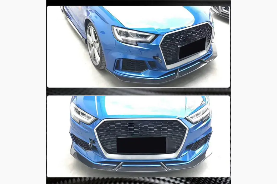 Audi A3 2012-2020 гг. Накладки на передний бампер V4 (для RS3 Sedan 2017-2020, Карбон) Фото 5