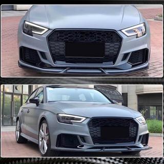 Накладки на передний бампер V3 (для RS3 Sedan 2017-2020, Карбон) фото 3