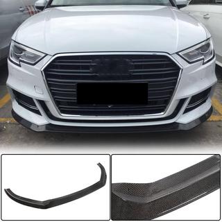 Накладка на передний бампер Lip V5 (для S-Line Sedan 2017-2020, Карбон) Audi A3 2012-2020 гг. фото 1