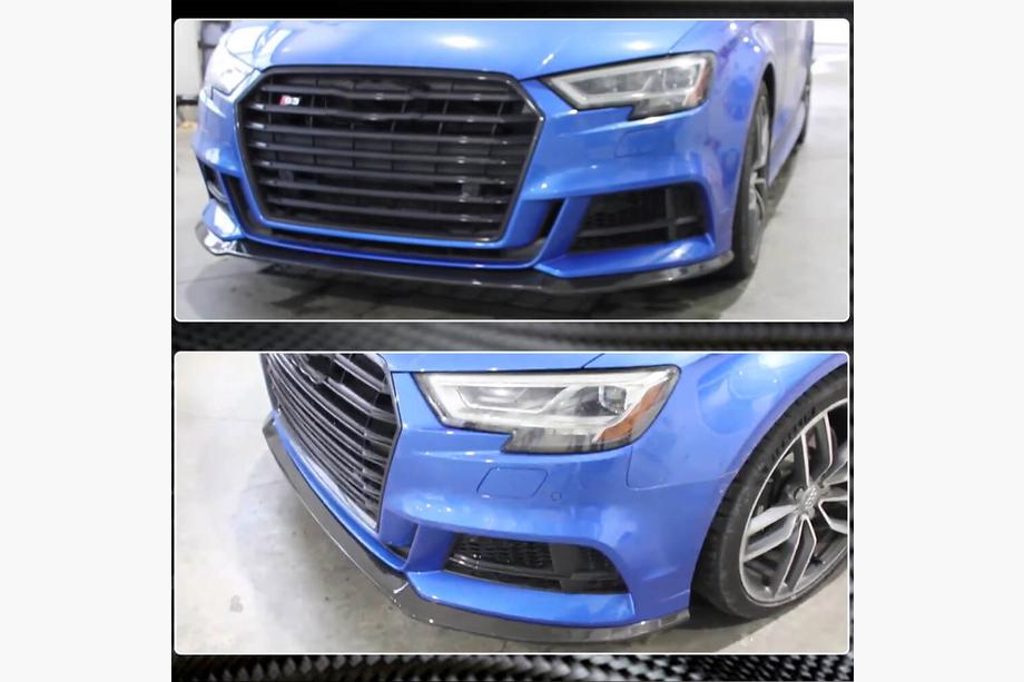 Audi A3 2012-2020 гг. Накладка на передний бампер Lip V5 (для S-Line Sedan 2017-2020, Карбон) Фото 4
