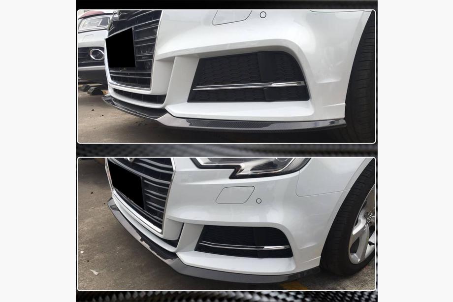 Audi A3 2012-2020 гг. Накладка на передний бампер Lip V5 (для S-Line Sedan 2017-2020, Карбон) Фото 5
