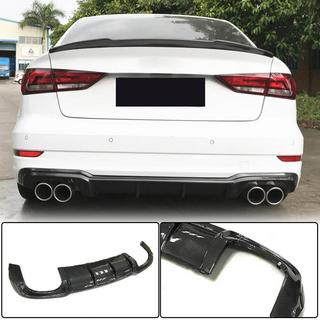 Диффузор заднего бампера V5 (для S-Line Sedan 2017-2020, Карбон) Audi A3 2012-2020 гг. фото 1